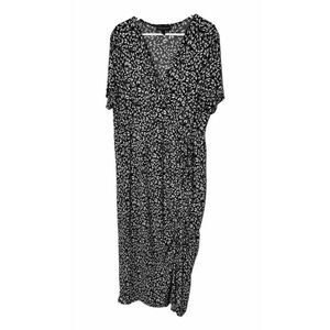 Lane Bryant Size 18 20 Long Dress Faux Wrap Black White Stretch